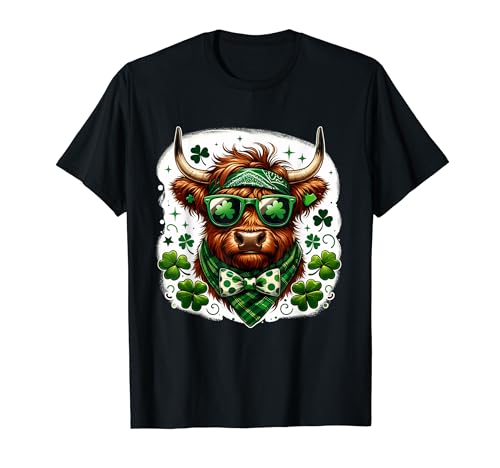 Highland Cow Saint Paddy's Shamrock Irish Frifer Lucky T-Shirt