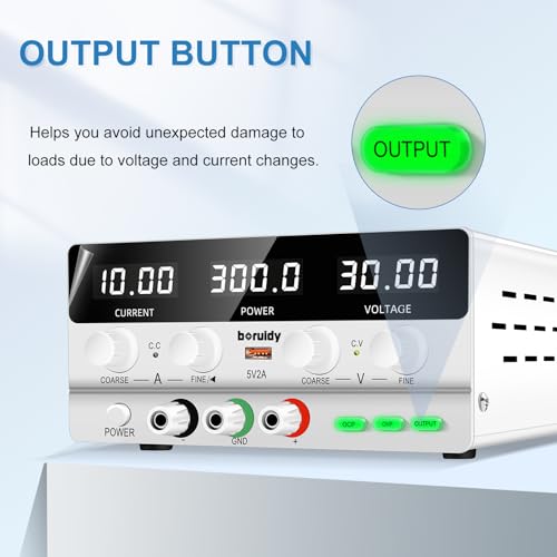 Image of DC Power Supply Variable 30V 10A, 300W Encoder Adjustable Switching Regulated High Precision 4-Digits LED Display 5V /2A USB Port Bench Lab Power Supplies with OCP OVP Output Button