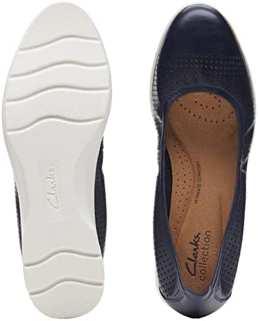 Clarks womens Jenette Ease Ballet Flat, Navy Leather, 9.5 US | Image 3