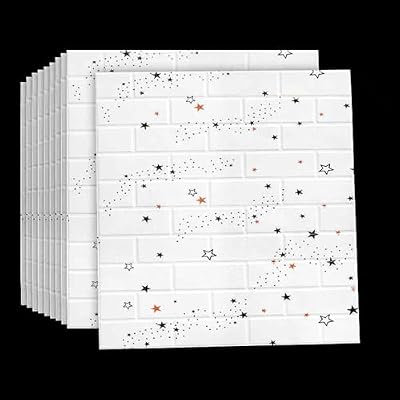 MZQMK 10 Pcs 3D Wall Panels Peel and Stick, White Brick Printable 3D Wallpaper Stick and Peel Self Adhesive Waterproof Foam Faux Brick Paneling(E)