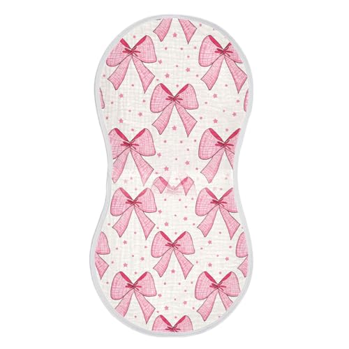 Muslin Baby Burp Cloths, Pink Checkered Bows Cotton Soft Burp Cloths for Newborns​​, Extra Absorbent Burp Cloths 2-Pack​​, 22 x 11 Inch2