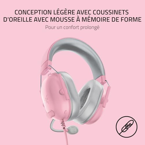 Razer BlackShark V2 X - Casque Gaming Esports Multiplateforme (Haut-parleurs TriForce de 50mm, Annulation Passive du Bruit Avancée, Son 7.1 Surround, Microphone Cardioïde) Quartz