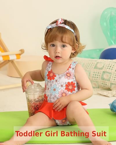 Image of Toddler Baby Girl Swimsuit Ruffled Stripe Bikini Tankini Infant Swimwear Cute One Piece Bathing Suit for Girls