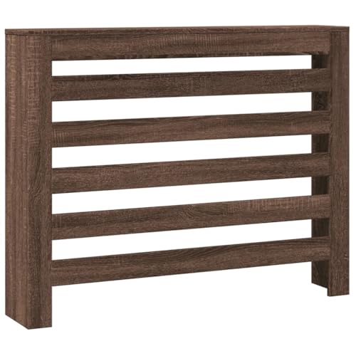 vidaXL Radiator Cover, Heater Cover for Living Room Hallway, Slat Cabinet for Decorative, Heater Shelf, Radiator Shelf, Brown Oak Engineered Wood