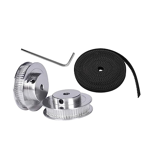 CATIEBYE 4pcs Timing Pulley Set Printer Accessory Aluminum Alloy Pulley Timing Belt Belt and Wrench for Modelling