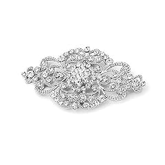 Idea Regalo - USTNIR Spilla a Forma di Fiore da Sposa in Cristallo Austriaco, Corona di Cristallo d'Argento, Matrimonio Vintage, Spilla a Fiore Deco alla Moda a Nastro di Fiore da Sposa Regalo per Feste