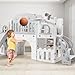 GarveeHome 8 in 1 Toddler Slide, Toddler Outdoor Playset with Slide, Climber, Tunnel, Basketball Hoop, Toy Storage and Telescope for Toddlers Age 1-3, Grey
