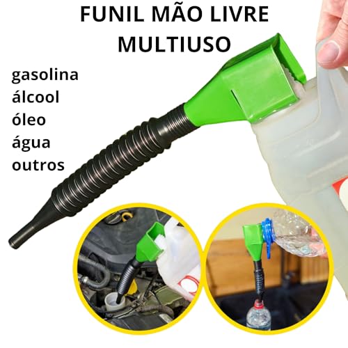 Funil Automotivo Para Gasolina Oleo Combustível Agua Mangueira Dobrável Extensível Flexível Sanfonad