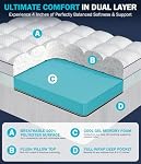 Dual Layer 4 Inch Memory Foam Mattress Topper Queen Size, 2" Cooling Gel Memory Foam & 2" Pillow Top Bed Topper, CertiPUR-US Mattress Cover for Pressure Relief, 21" Deep Pocket, White
