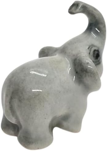 Miniatura 7 de ChangThai Design Pequeña figura de elefante azul de bebé de pie de pie - Miniatura hecha a mano de cerámica pintada a mano, elefantes asiáticos