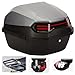 awagas Motorcycle Top Box, Extra Large Top Case Fits Motorcycle Trunk Tour Tail Case for Helmet, Motorbike Trunk Box, Includes Mounting Accessories and 2 Keys, Grey