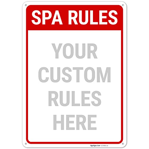 Custom Pool and Spa Rule Sign, 10x14 Inches, Rust Free .040 Aluminum, Fade Resistant, Made in USA by Sigo Signs