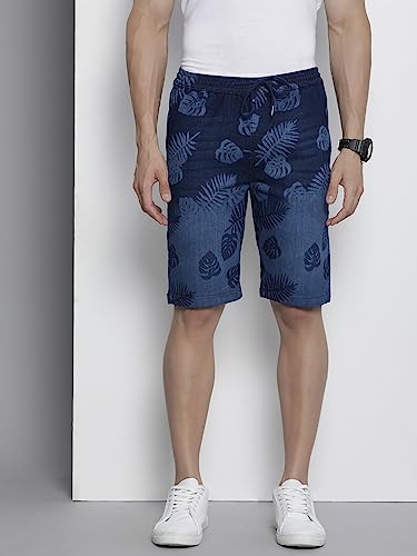 Image of The Indian Garage Co Men Regular Fit Solid Mid-Rise Denim Shorts