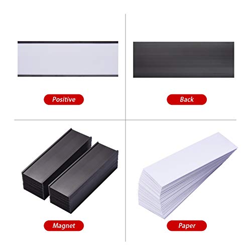 Eeoyu Magnetic Label Holders With Magnets Magnetic Data Card Holders With Clear Plastic Protectors For Metal Shelf, Whiteboard, Set Of 50 (2 X 5.5 Inch) #TOP4