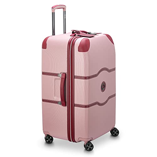 Image of DELSEY PARIS Chatelet Air 2.0 Checked Luggage Trunk 26 Inch, Hardside Polycarbonate Suitcase, Dual-Density Spinner Wheels, TSA Lock, Pink