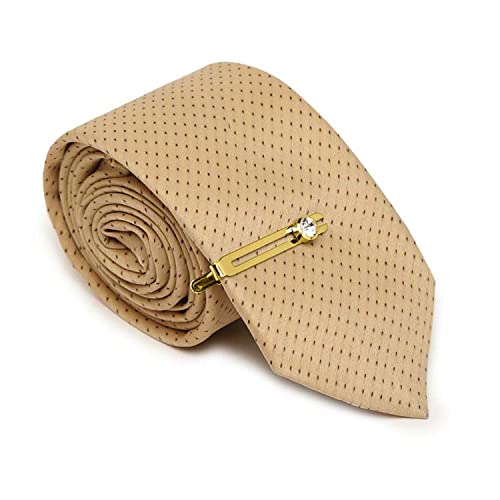 Image of MUTAQINOTI Mens Woven Premium Silk Necktie Suit Accessories Set With Pocket Square Cufflinks Brooch Golden Tie Pin (TEGP2)
