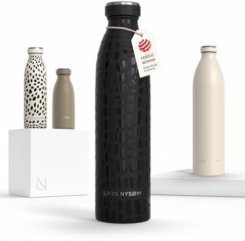 LARS NYSØM Trinkflasche 750ml - Trinkflasche Edelstahl - Thermosflasche | Hält 12h warm und 24h kalt - Auslaufsichere Wasserflasche - Kohlensäure geeignet - Doppelwandig - Für Spor