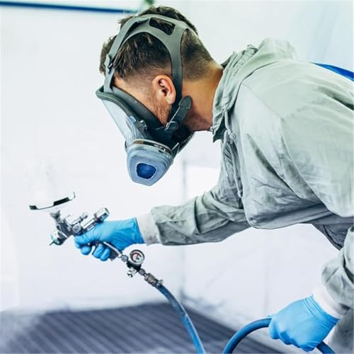 goambuy Vollgesichtsmaske Atemschutzmaske，und 22 Filter， Objektivschutz Staubmaske Atemschutz Feinstaub für Malerei, Schleifen und PolierenLackiermaske zum Farbsprühen,