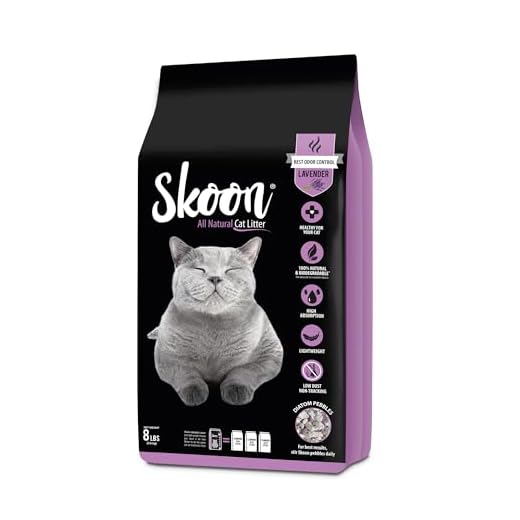 (1 Bag) Skoon All-Natural Cat Litter -Lavender Scent- light-weight, non-clumping, low maintenance & eco-friendly. Absorbs & seals liquids for best odor control