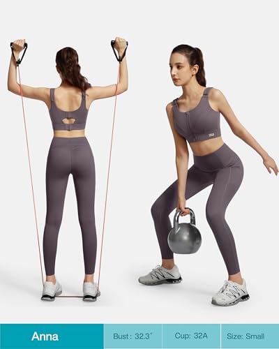 Image of Adjustable High Impact Sports Bras for Women Zip Front Full Coverage and Lift Padded Compression Tops