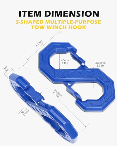 Image of 3 /8 inch Tow Hook, S-Shaped Winch Hook, 33,000lbs Breaking Strength, G80 Heavy Duty Forged Steel, Fast Connect Easy Release Winch Shackle Towing Hook for Trucks, SUVs, ATVs, Trailers, Blue