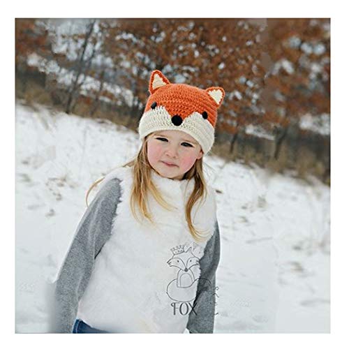 Edary Kids Winter Knitted Hat Hood Scarf Beanies Ear Warmers Cartoon Fox Rabbit Bear Cloak Woolen Cap Coat (Orange Fox 1)¡­