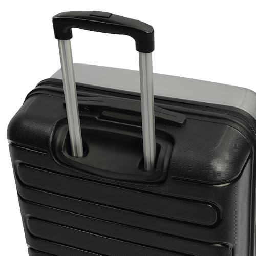 Image of Yayavar Tokyo Textured ABS Hard-Sided Suitcase Bag - 84L| Dual Color Trolley with 4 Spinner Wheels, Number Lock, Water Resistant | Luggage Bag for Travel (Silver & Black, 66cm, Medium)