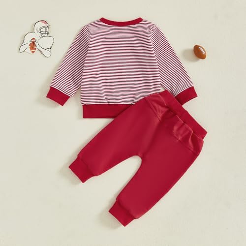 Toddler Baby Boy Football Outfit Football Embroidery Stripe Long Sleeve Sweatshirt Pants Set Fall Winter Clothes4