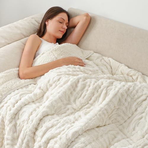 Wemore Jacquard Fleece Weighted Blanket Queen Size 60' x 80' 15lbs, Ultra Soft Cozy Sherpa Weighted...