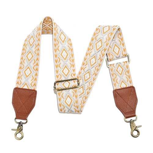 Image of LEMEDE Purse Strap,2 inch Leather End Shoulder Strap Adjustable Replacement,Retro Jacquard Multi-pattern Crossbody Bag Straps