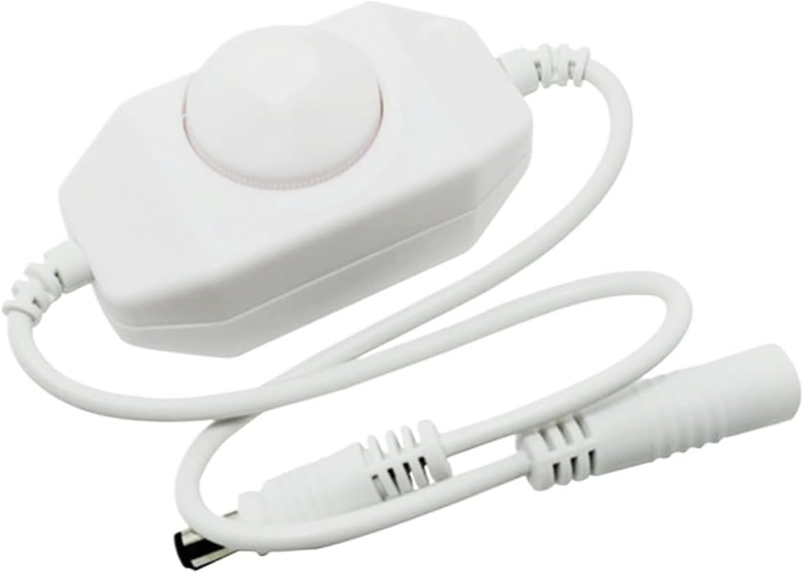 DC5-24V Manual knob Single Color LED dimmer with Adjustable Brightness Suitable for Bedroom Module LED Light Strip(White)