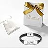 TMT Personalised Black Men's Leather Bracelet Adjustable Size for Dad ID Identity Birthday Gift Name Engraved | Best Men Boyfriend #1