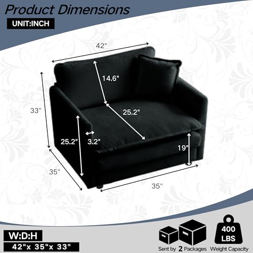 Sillón Chenille Negro Plegable miniatura 2