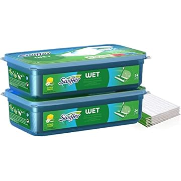 Swiffer 48 salviettine detergenti umide, 2 unità (24 x 2), per scopa Swiffer, cattura polvere e sporco