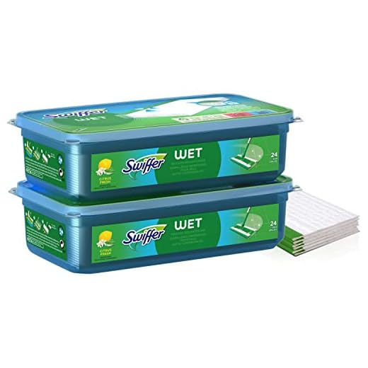 Swiffer Mopa Paños Húmedos (2 X 24) Con Fragancia De Cítrico Fresco, Limpieza Rápida Y Fácil, Blanco, 48 Unidades