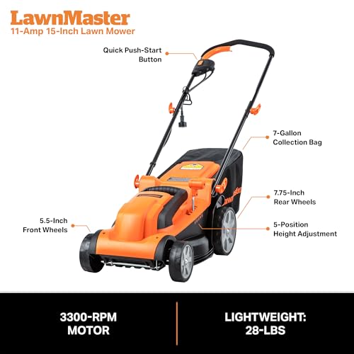 LawnMaster MEB1114K Electric Corded Lawn Mower 15-Inch 11AMP by Lawnmaster - Image 7