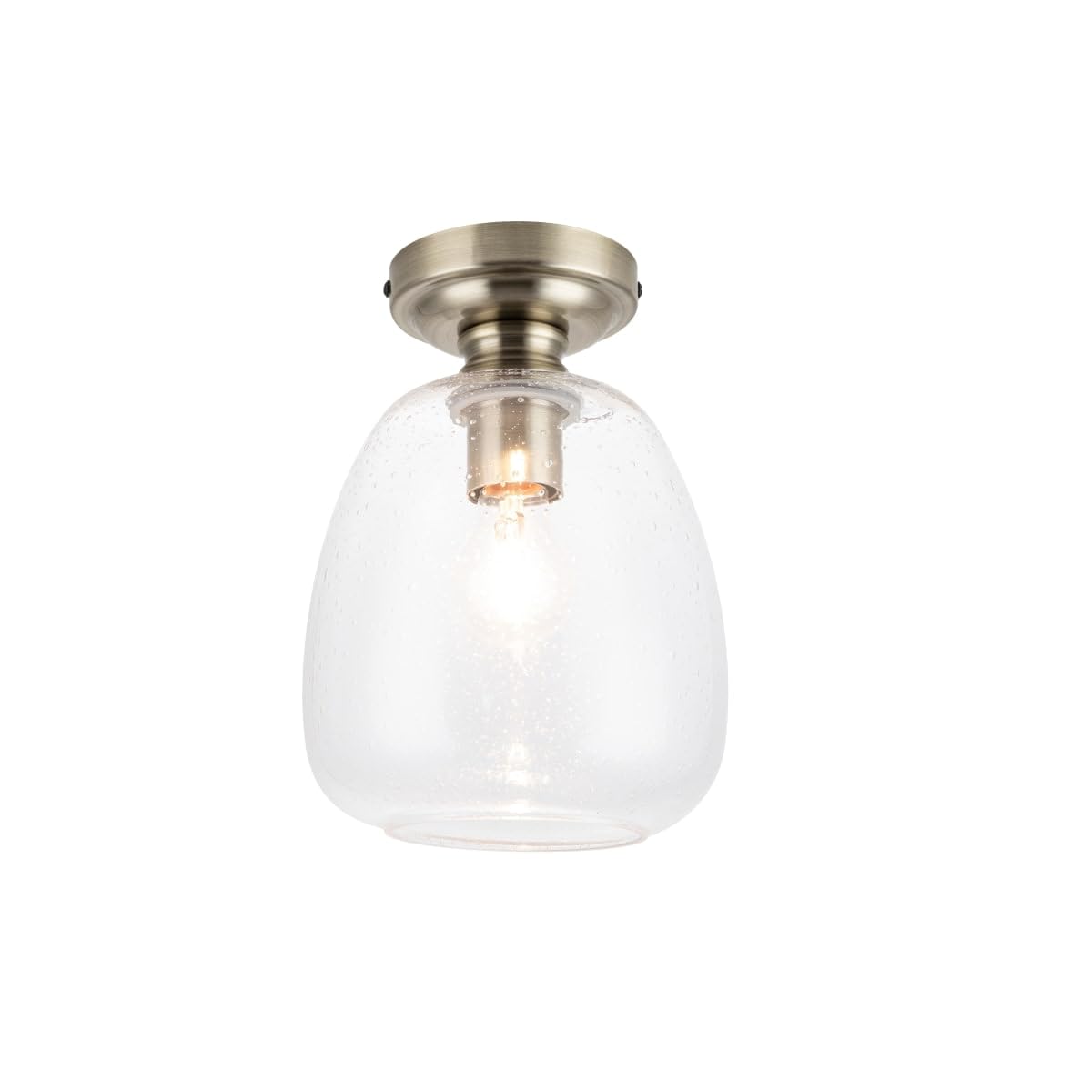 Cosylyte Brass Buxton Bathroom Classic Bubble Glass Ceiling Light - Antique Base, Ip44, 18X18x25cm, 1Xe27. Max. 15W Led (Bulb Not Included)