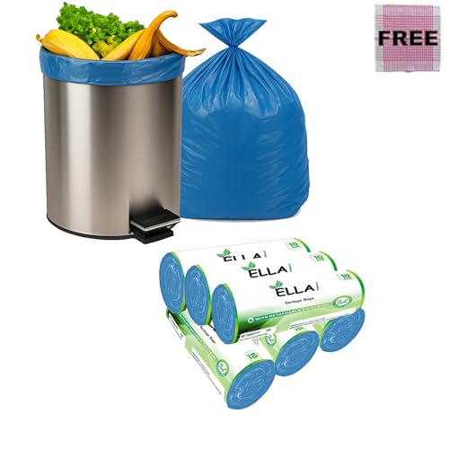 Image of ELLA Blue Garbage Bags 30 x 37 Inches 6 Rolls 60 Bags Extra Large Tear Resistant Trash Bags for Home Restaurant Office Outdoor Cleaning and Daily Waste Use With Check Duster Cloth Free