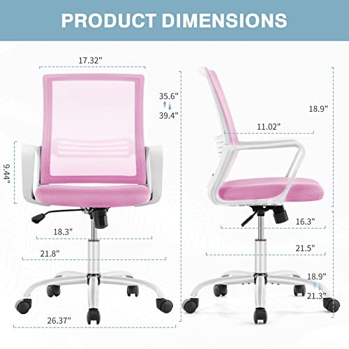 Ergonomic Home Office Chair – Adjustable Desk Chair With Lumbar Support And Armrest, Mid Back Mesh Task Chair With Padded Seat, Tilt Function, Swivel Rolling For Office, Executive, Study #TOP2