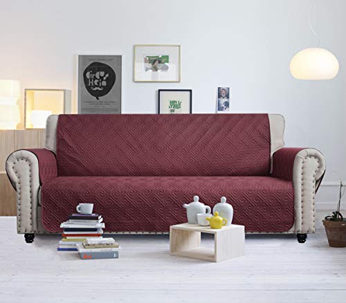 Chhkon Sofa Cover With Anti-Skip 100% Waterproof Quilted Furniture Protector Sofa Slipcover For Children, Pets For Leather Couch (Burgundy, Chair) #TOP5