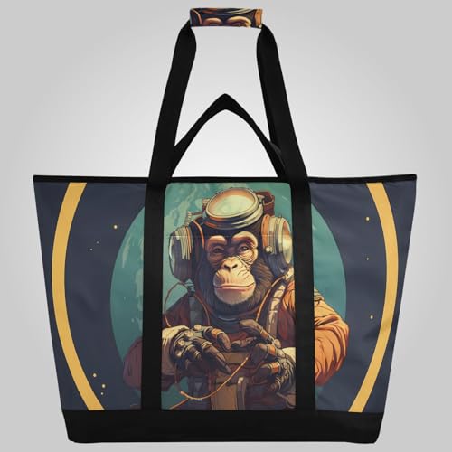 Bolsa térmica aislada con diseño de mono con auriculares, plegable, reutilizable, para alimentos