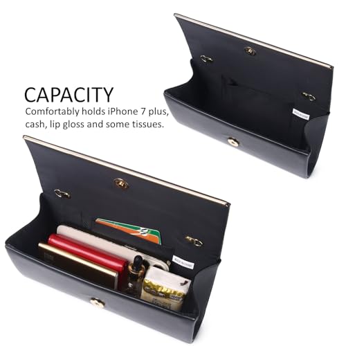 Image of DETARA Women Evening Bag Vegan Leather Clutch Purse Shoulder Crossbody Envelope Bag for Party Wedding Prom Bridal