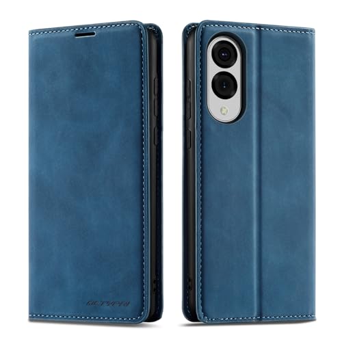 Étui en cuir premium pour Samsung S25 Edge avec fentes de cartes et clapet bleu