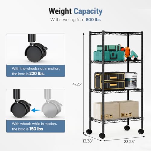 Image of DUMOS 4-Tier Metal Storage Shelves, Shelving Unit, Storage Rack, 23 inch W