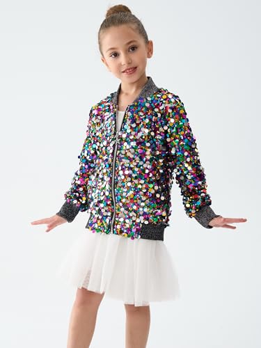 Image of 2Bunnies Girl Ombre Pastel Gradient Shimmer Sparkle Colorful Sequin Bomber Jacket