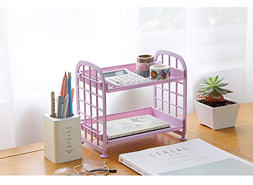 Unnfiko 2-Layers Table Shelf Organizer, Adjustable Plastic Storage Rack Shelf Square Basket Desk Stand Table Storage Organizer Shelves (Purple) #TOP1