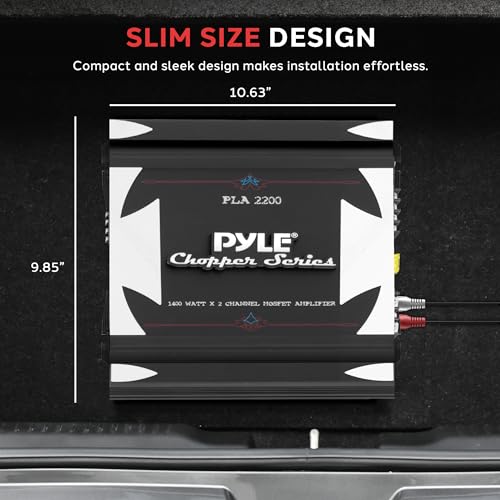 Pyle 2 Channel Car Stereo Amplifier- 1400W Dual Channel Bridgeable High Power MOSFET Audio Sound Auto Small Speaker Amp w/ Crossover, Bass Boost Control, Gold Plated RCA Input Output, Black - PLA2200 by Pyle - Image 5