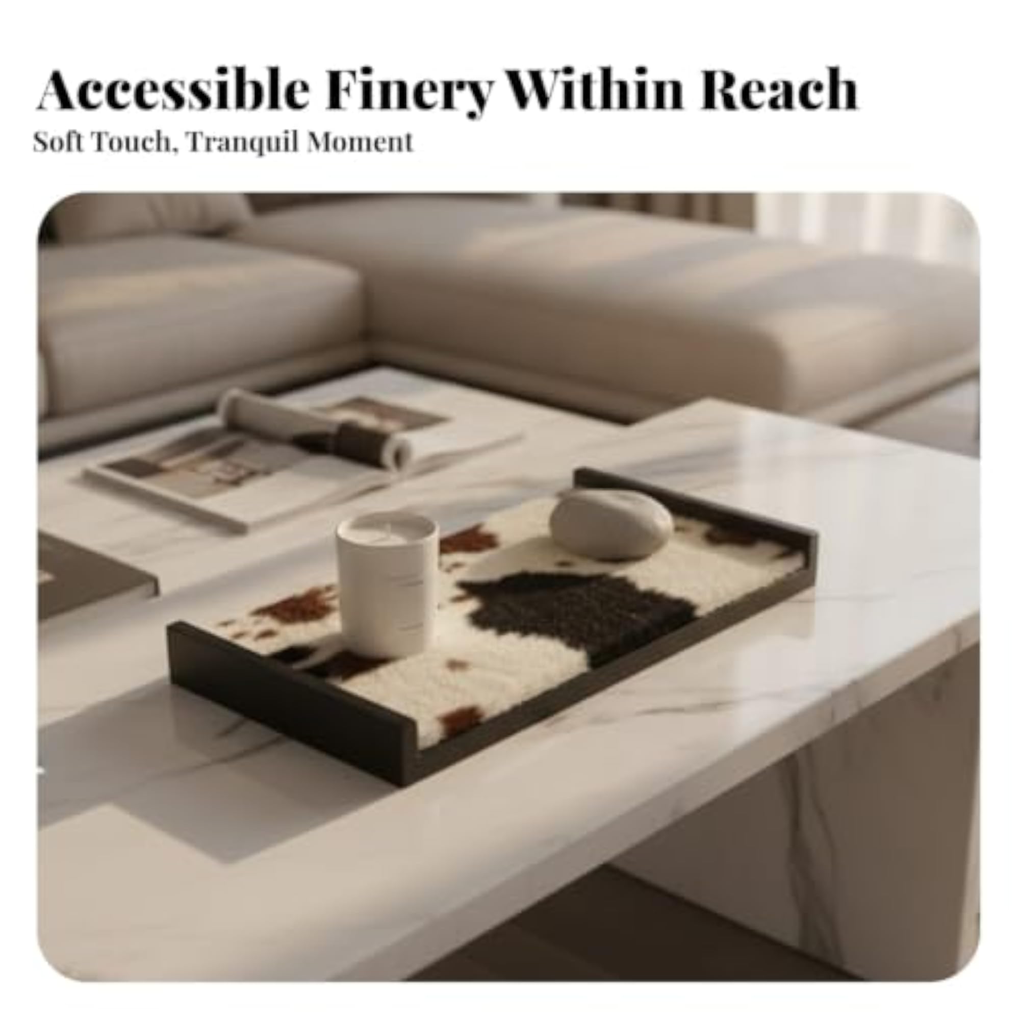 Elegant Decorative Pattern Tray, Wooden with Raised Rails