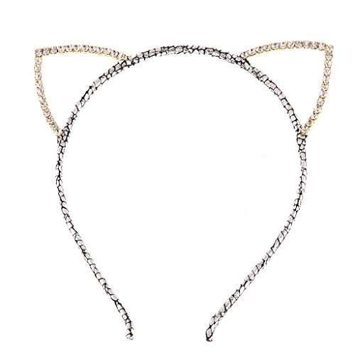 Dani's Choice Rhinestone Cat Ear Glitter Cracked Pattern Headband - Silver