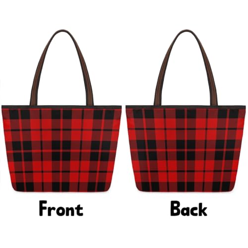 Red Black Plaid Tote Bag for Women Womens Handbags Tote Bags for Travel Beach Gym4